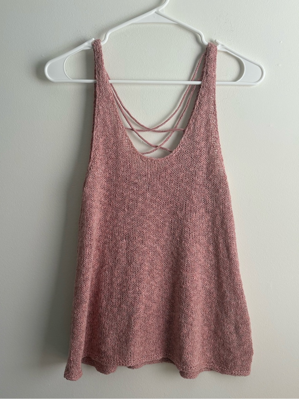 American Eagle Soft Pink Knit Tank with Strappy Back